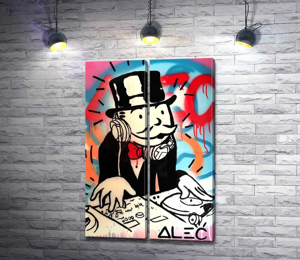 модульная картина Диджей Монополи (DJ Monopoly) - Алек Монополи (Alec Monopoly)