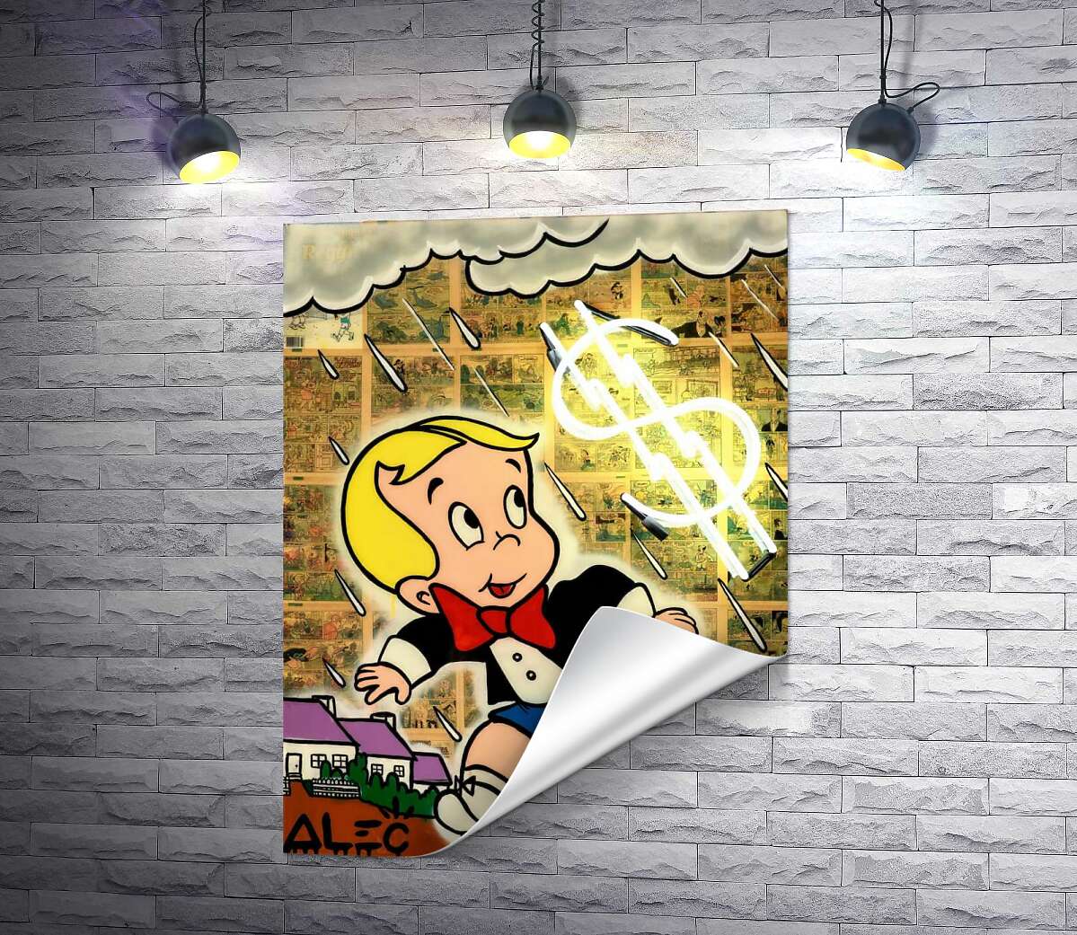 друк Багатенький Річі біжить від дощу (Richie Rich run away from rain) - Алек Монополі (Alec Monopoly)