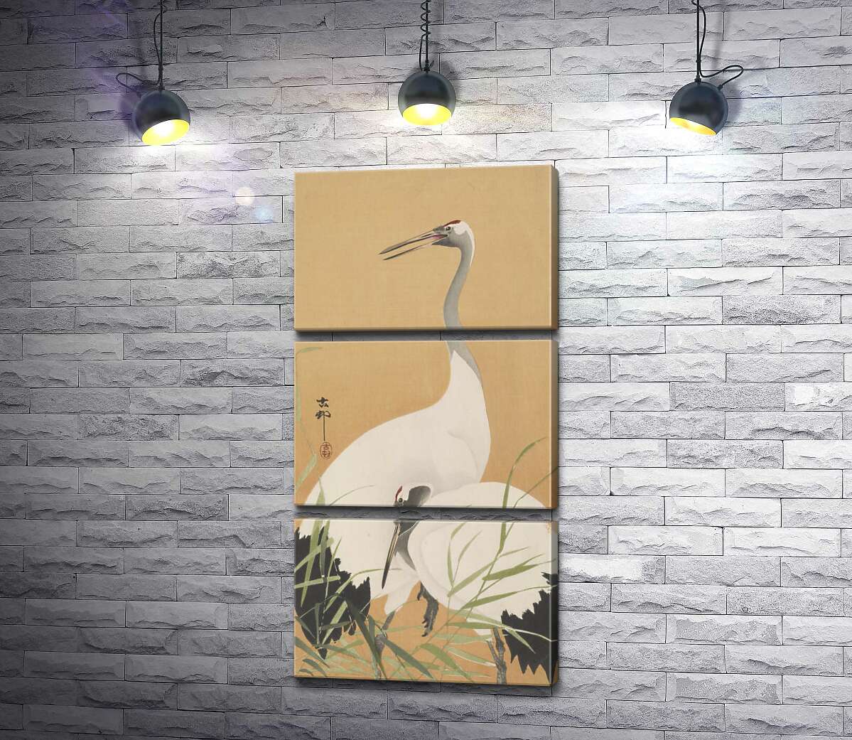 модульна картина Два журавлі (Two Cranes) - Охара Косон (Ohara Koson) (Модуль №15)