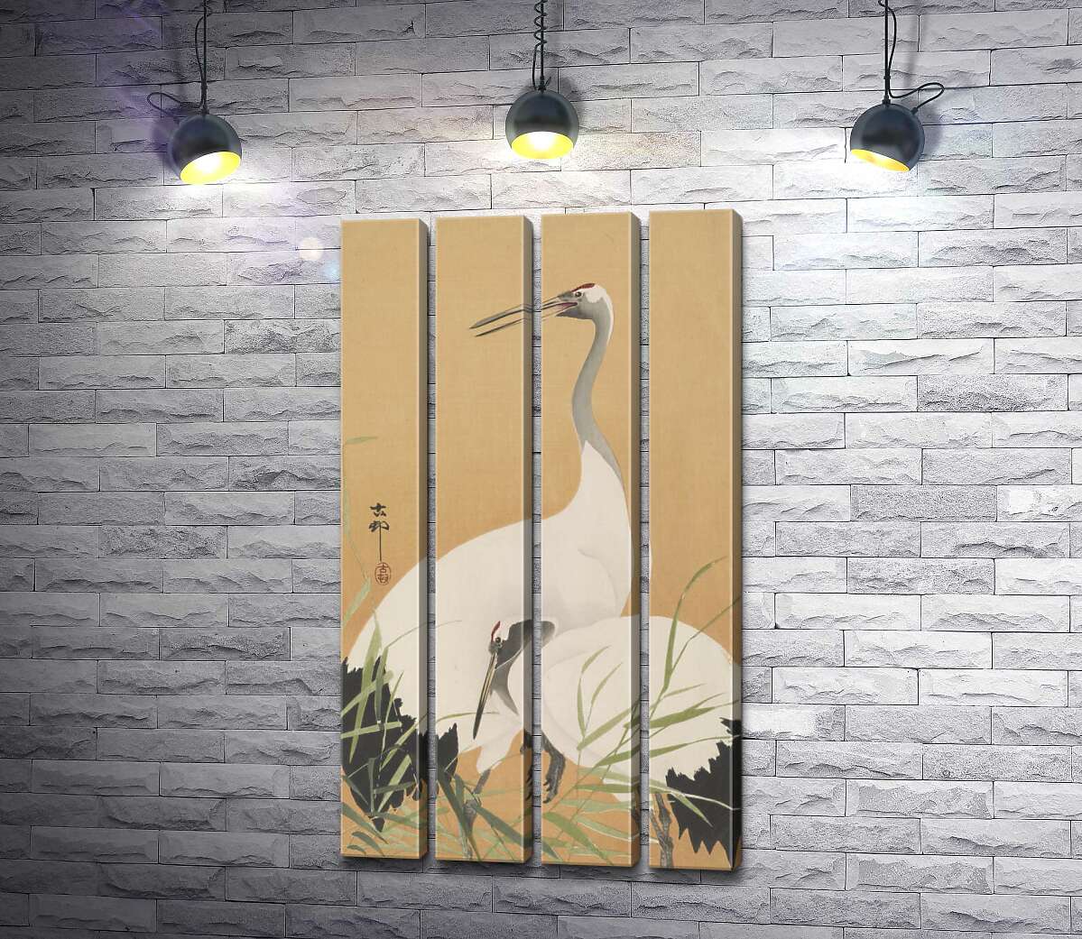 модульная картина Два журавля (Two Cranes) – Охара Косон (Ohara Koson) (Модуль №24)