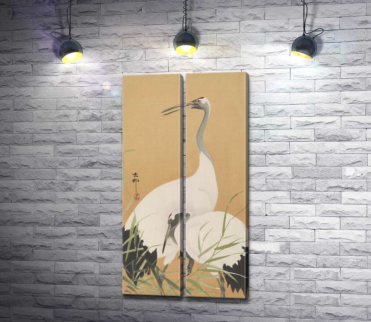модульна картина Два журавлі (Two Cranes) - Охара Косон (Ohara Koson)