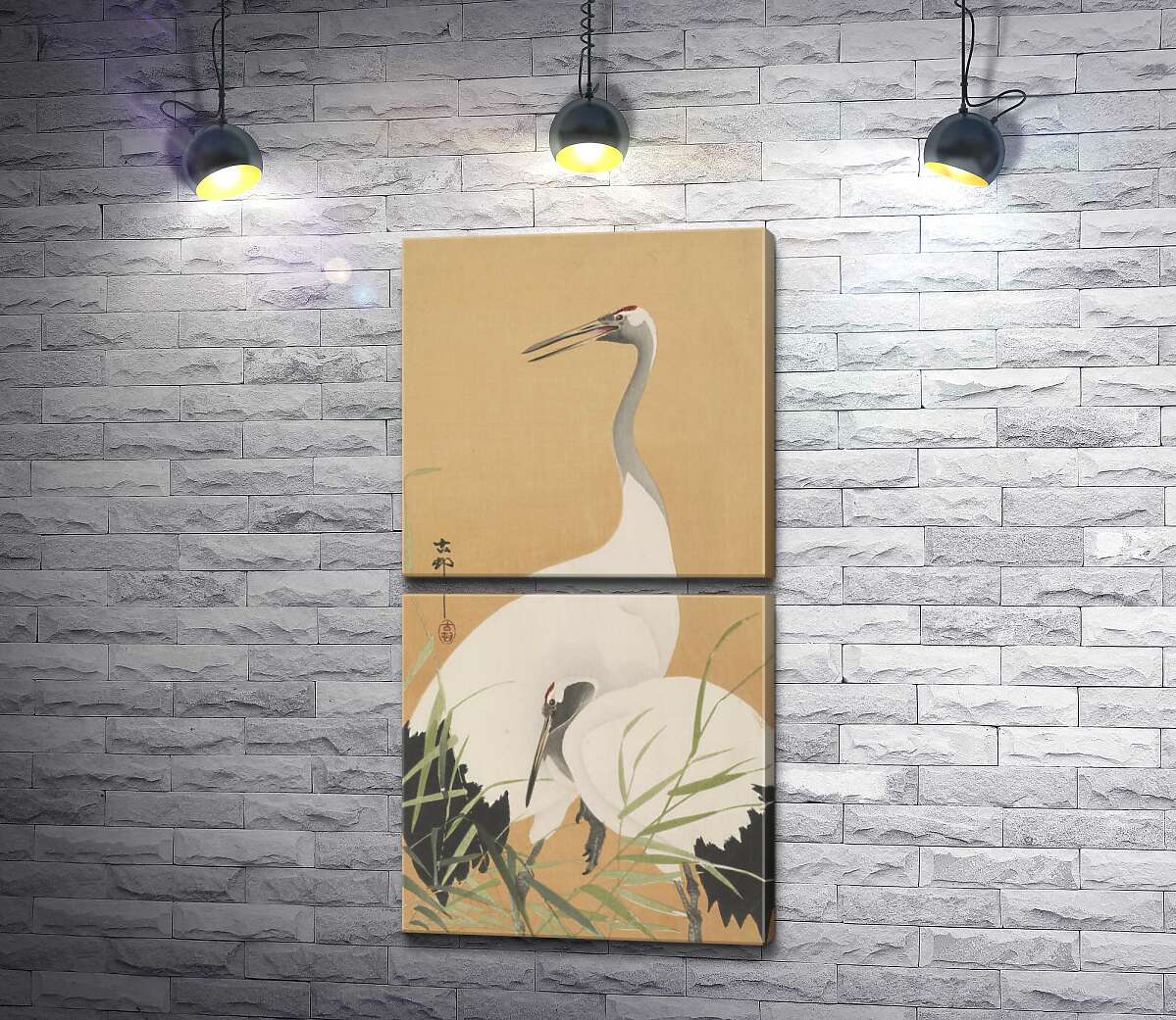 модульна картина Два журавлі (Two Cranes) - Охара Косон (Ohara Koson) (Модуль №7)