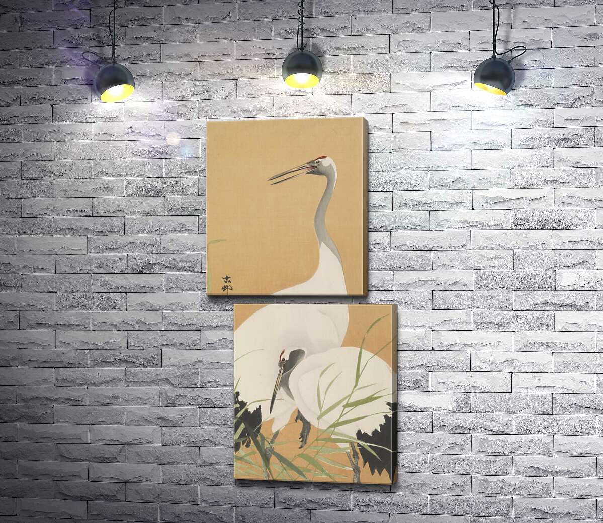 модульна картина Два журавлі (Two Cranes) - Охара Косон (Ohara Koson) (Модуль №8)