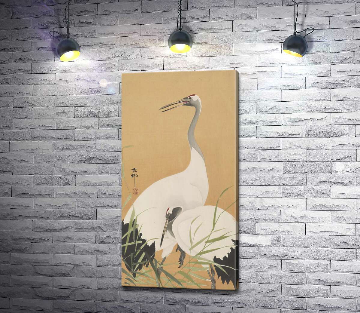картина Два журавля (Two Cranes) – Охара Косон (Ohara Koson)