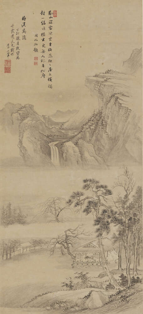 картина-постер Скит на возвышенности у Сливового ручья (The lofty hermit of Plum creek) – Ван Хуэй (Wang Hui)