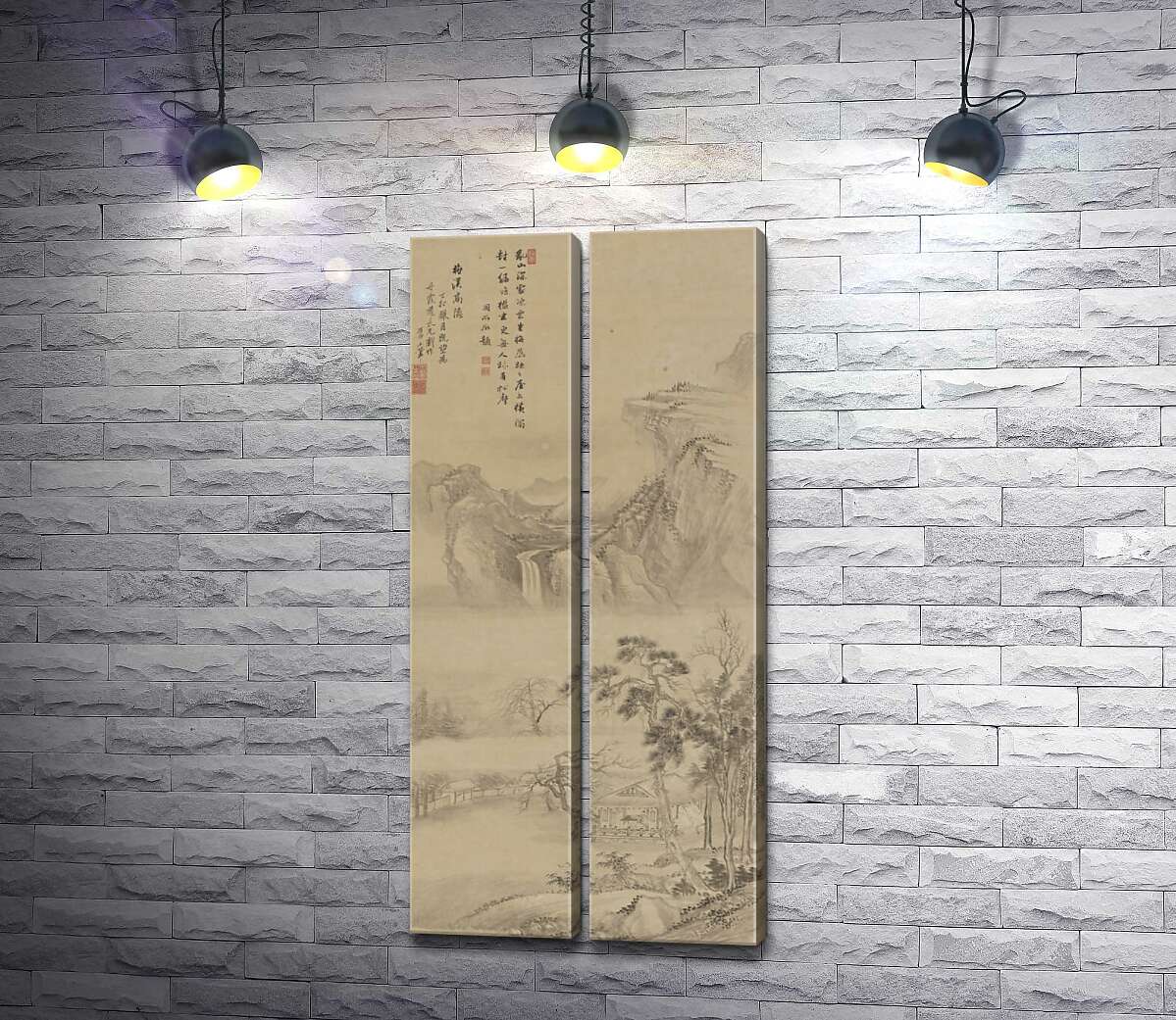модульная картина Скит на возвышенности у Сливового ручья (The lofty hermit of Plum creek) – Ван Хуэй (Wang Hui)