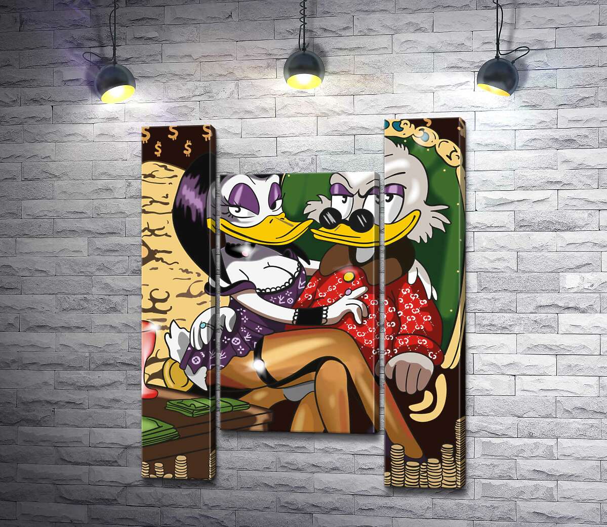 модульная картина Магика де Гипноз (Magica De Spell) соблазнительно сидит на руках у Скруджа МакДака (Scrooge McDuck) (Модуль №11)