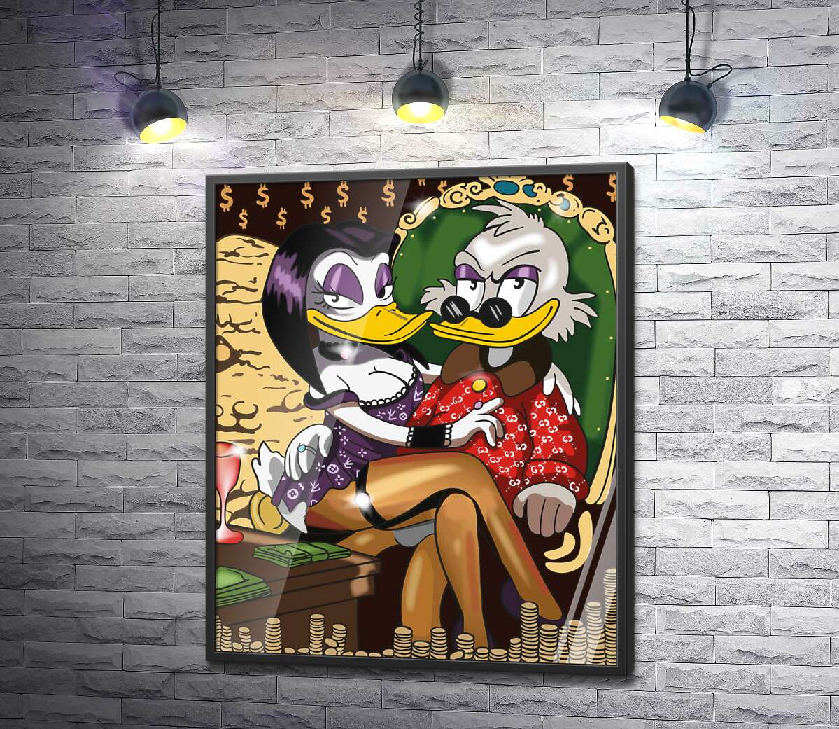 постер Магика де Гипноз (Magica De Spell) соблазнительно сидит на руках у Скруджа МакДака (Scrooge McDuck)