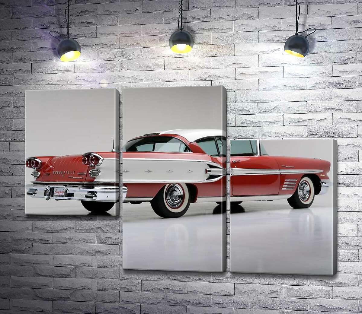 модульна картина Вишнево-білий автомобіль Pontiac Bonneville 1958 року (Модуль №13)