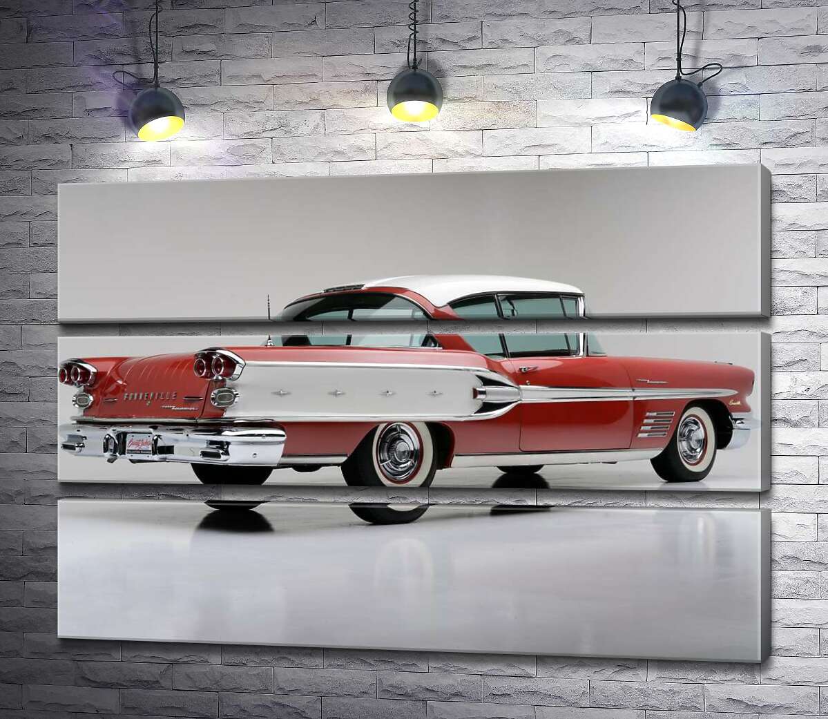 модульная картина Вишнево-белый автомобиль Pontiac Bonneville 1958 года (Модуль №15)