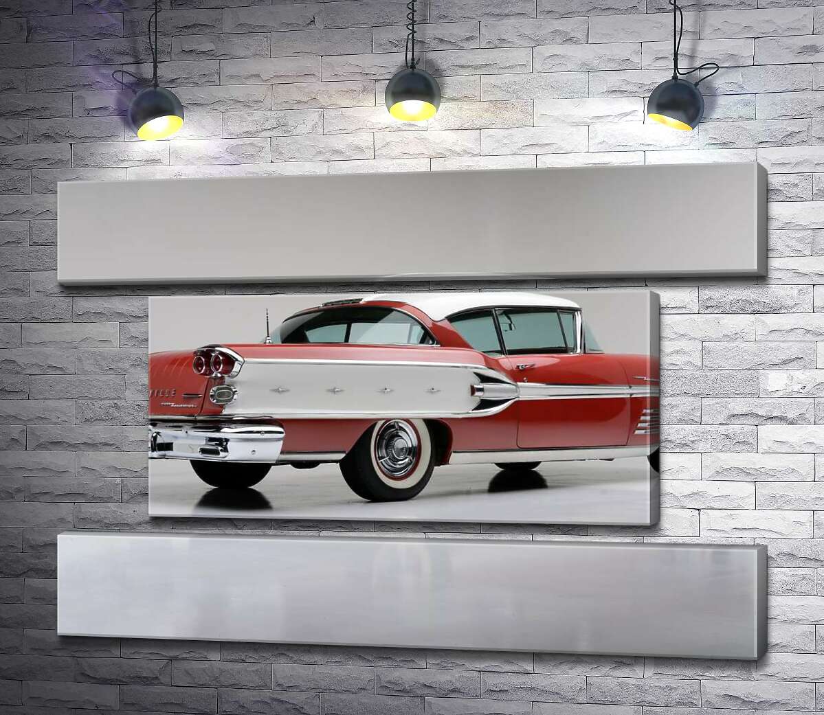 модульная картина Вишнево-белый автомобиль Pontiac Bonneville 1958 года (Модуль №18)