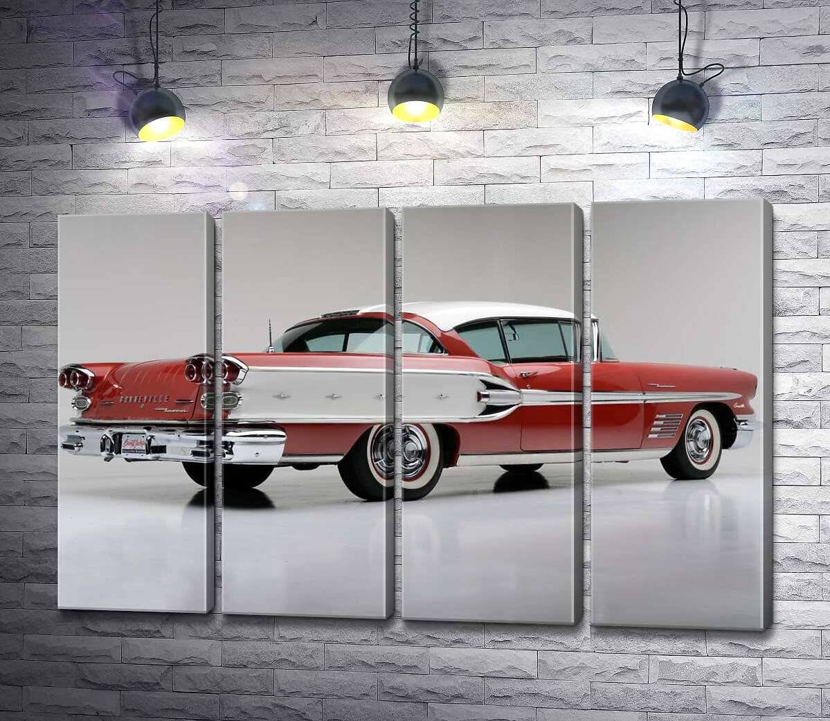 модульна картина Вишнево-білий автомобіль Pontiac Bonneville 1958 року (Модуль №24)