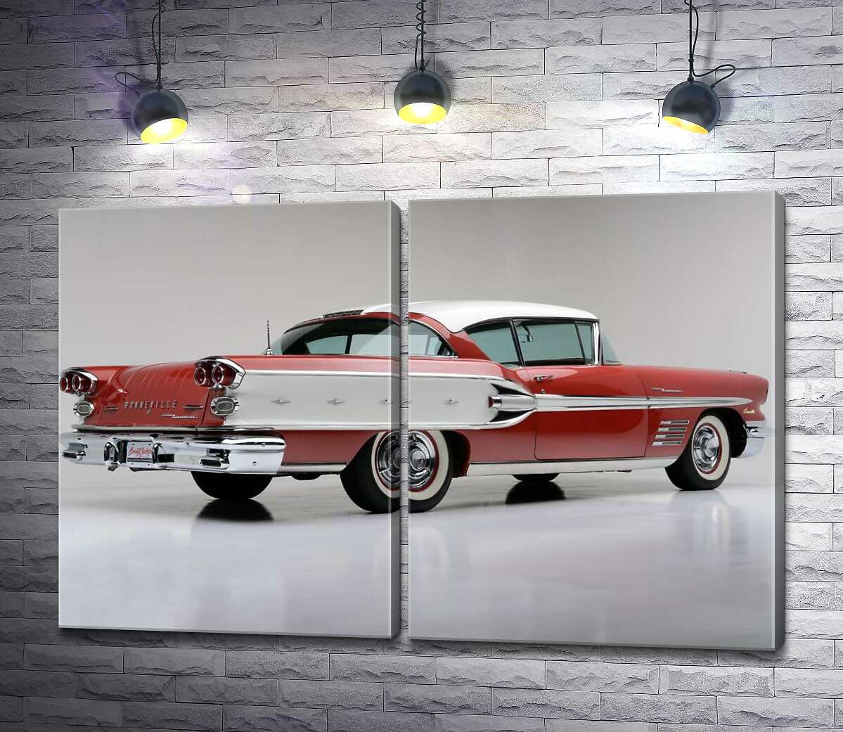 модульная картина Вишнево-белый автомобиль Pontiac Bonneville 1958 года (Модуль №6)