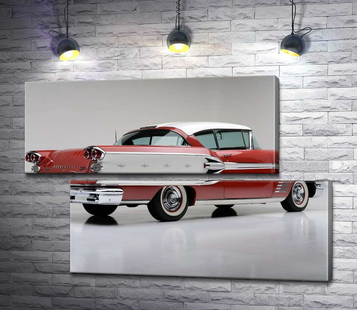 модульна картина Вишнево-білий автомобіль Pontiac Bonneville 1958 року (Модуль №8)