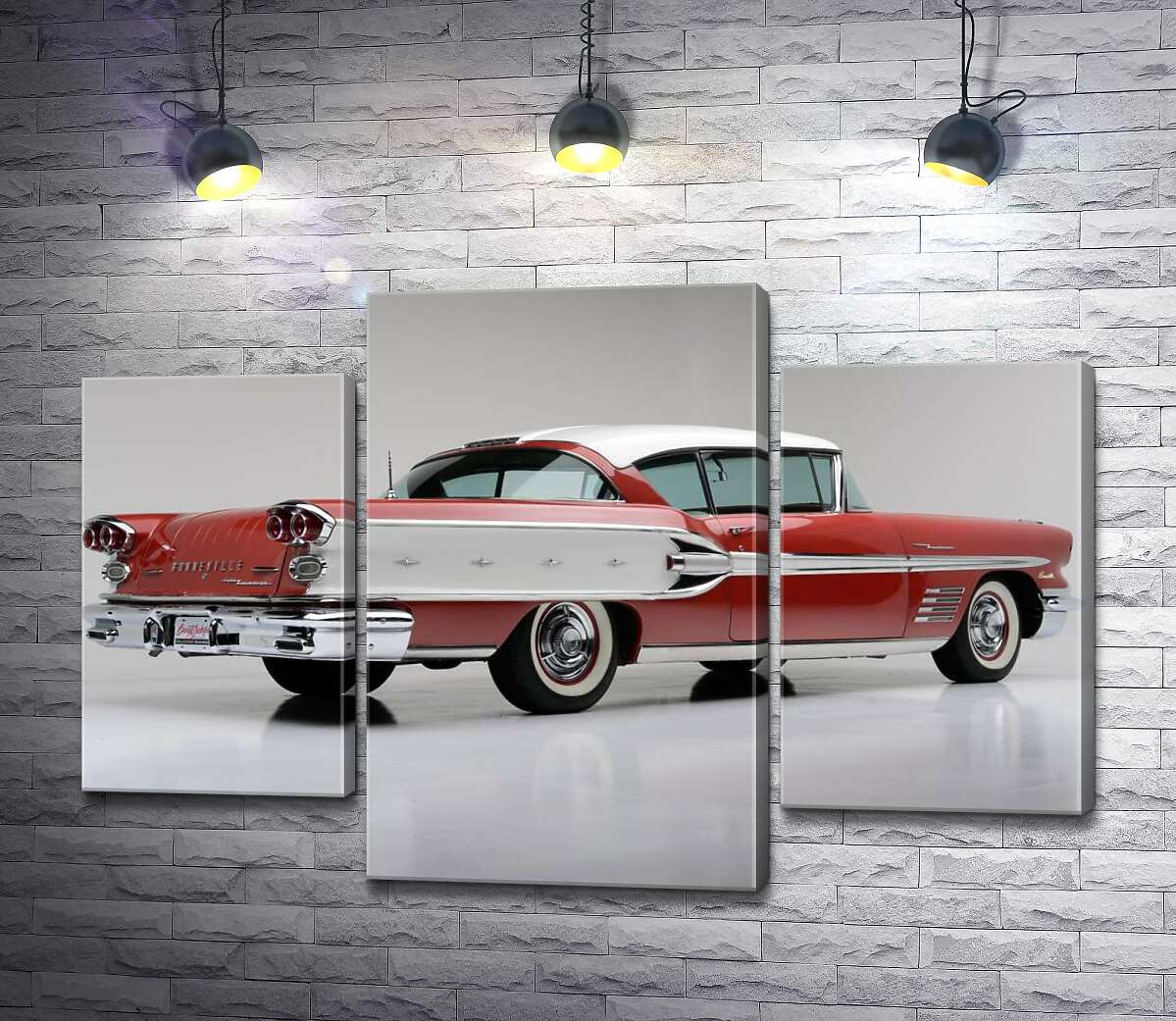 модульна картина Вишнево-білий автомобіль Pontiac Bonneville 1958 року (Модуль №10)