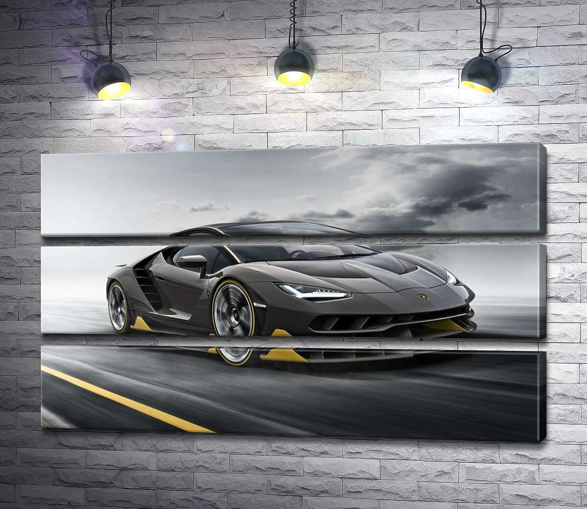 модульная картина Итог столетней работы в юбилейном автомобиле Lamborghini Centenario (Модуль №15)