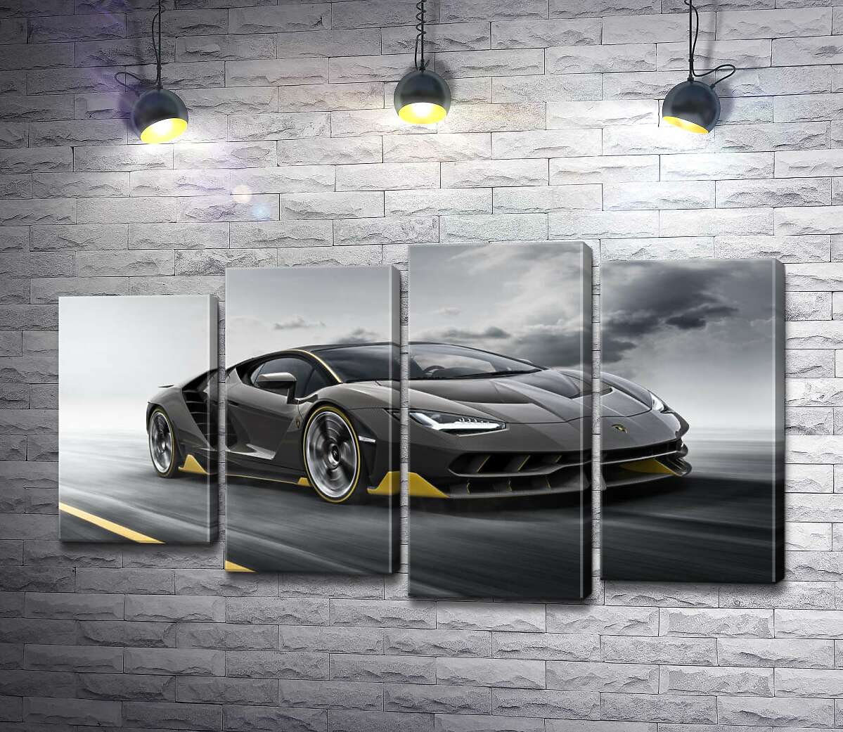 модульная картина Итог столетней работы в юбилейном автомобиле Lamborghini Centenario (Модуль №3)