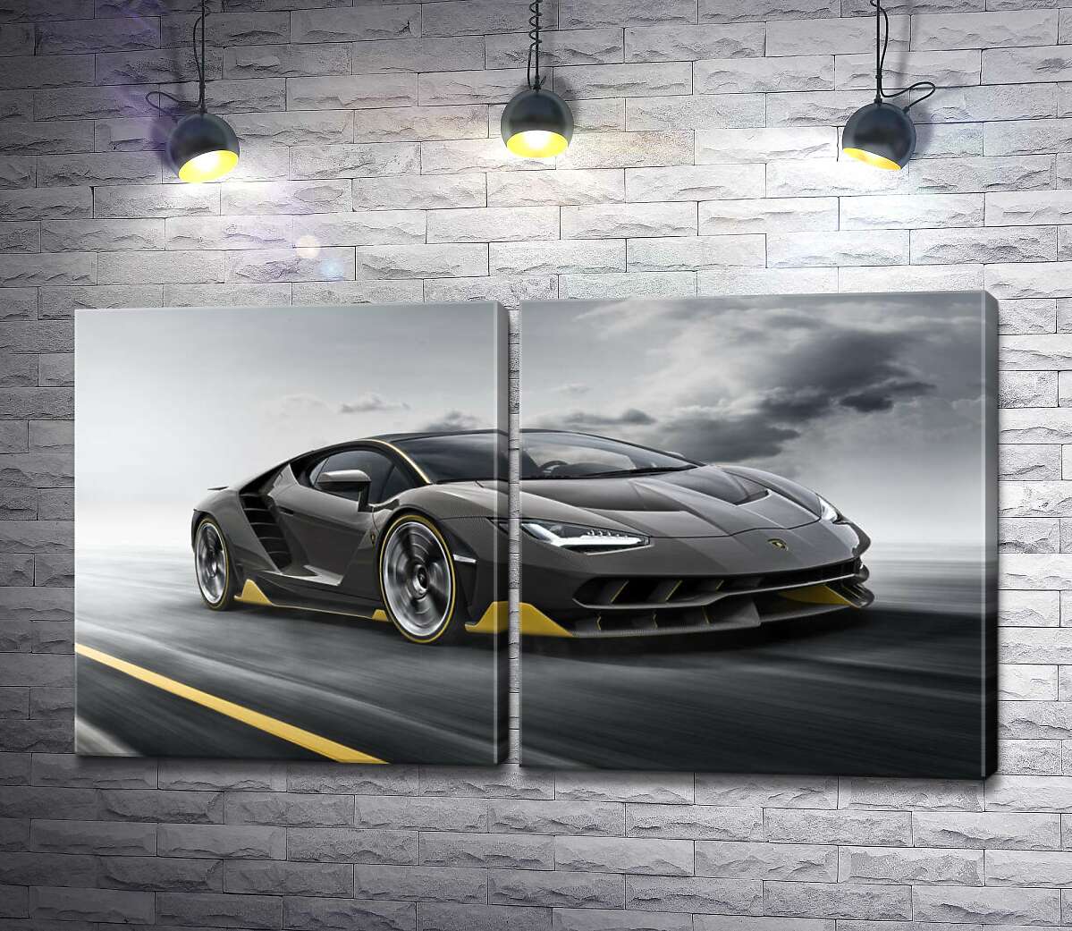модульная картина Итог столетней работы в юбилейном автомобиле Lamborghini Centenario