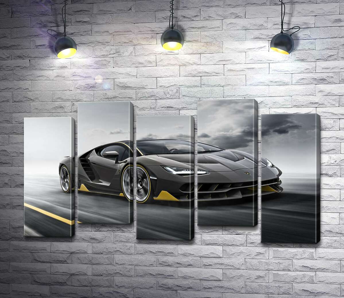 модульная картина Итог столетней работы в юбилейном автомобиле Lamborghini Centenario (Модуль №30)