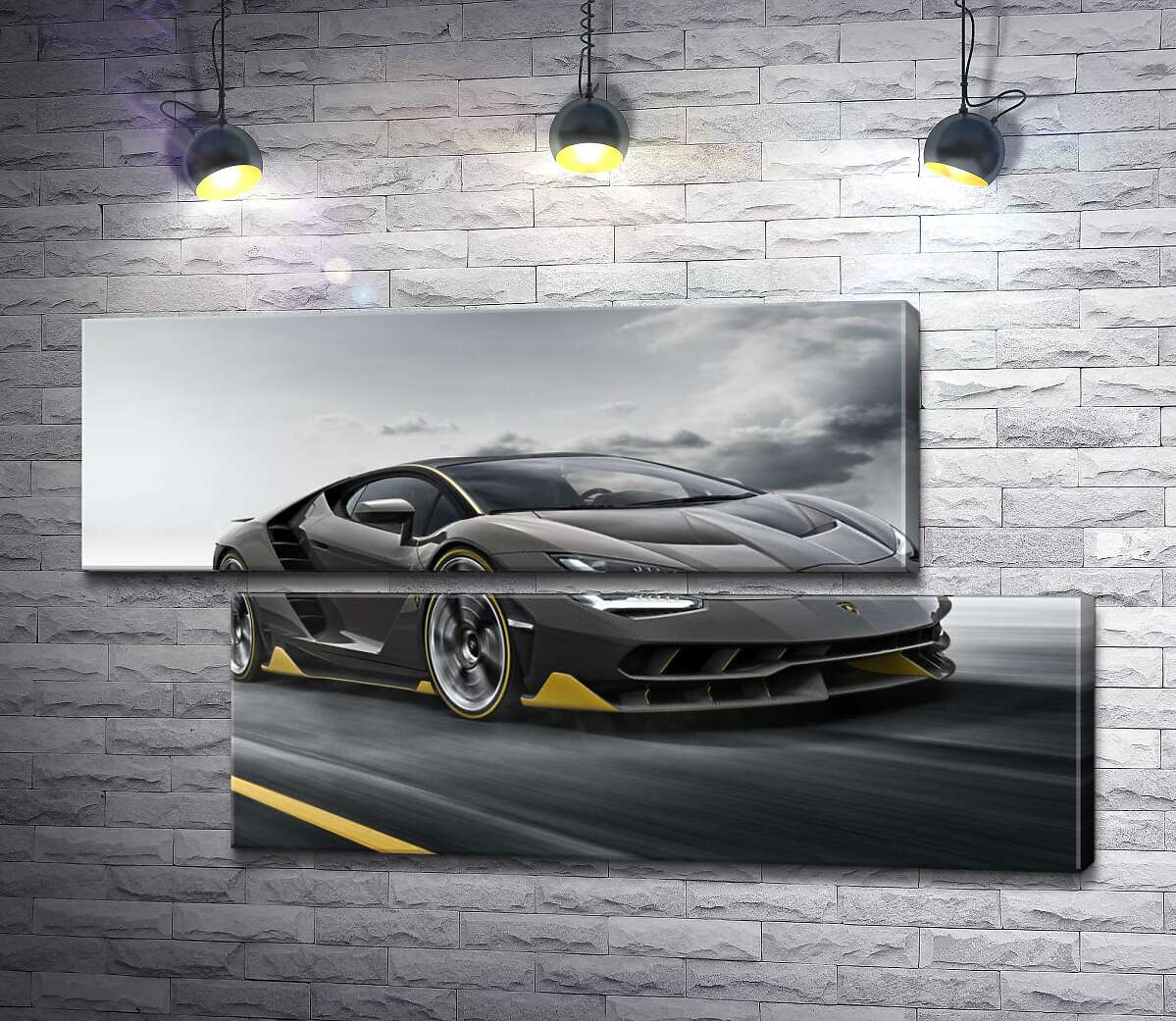 модульная картина Итог столетней работы в юбилейном автомобиле Lamborghini Centenario (Модуль №8)