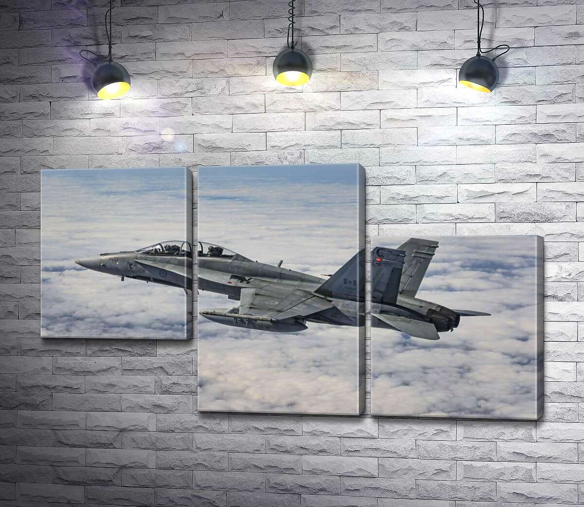 модульная картина Канадский истребитель Mc Donnell Douglas CF-18 Hornet разрезает небесное пространство (Модуль №13)