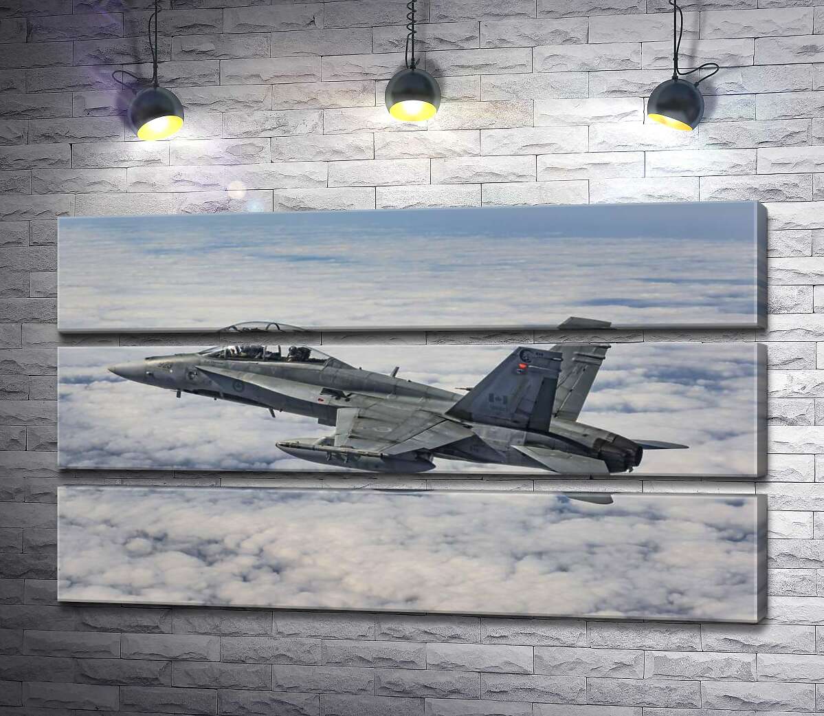 модульная картина Канадский истребитель Mc Donnell Douglas CF-18 Hornet разрезает небесное пространство (Модуль №15)