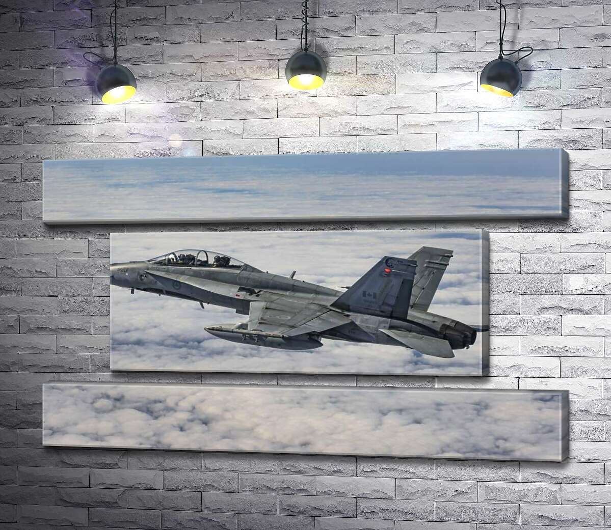 модульная картина Канадский истребитель Mc Donnell Douglas CF-18 Hornet разрезает небесное пространство (Модуль №18)