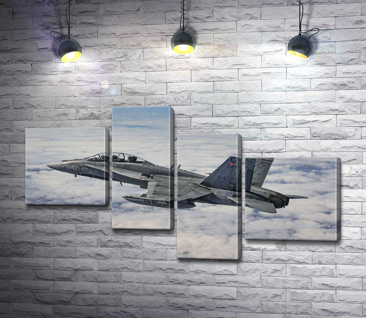 модульная картина Канадский истребитель Mc Donnell Douglas CF-18 Hornet разрезает небесное пространство (Модуль №21)