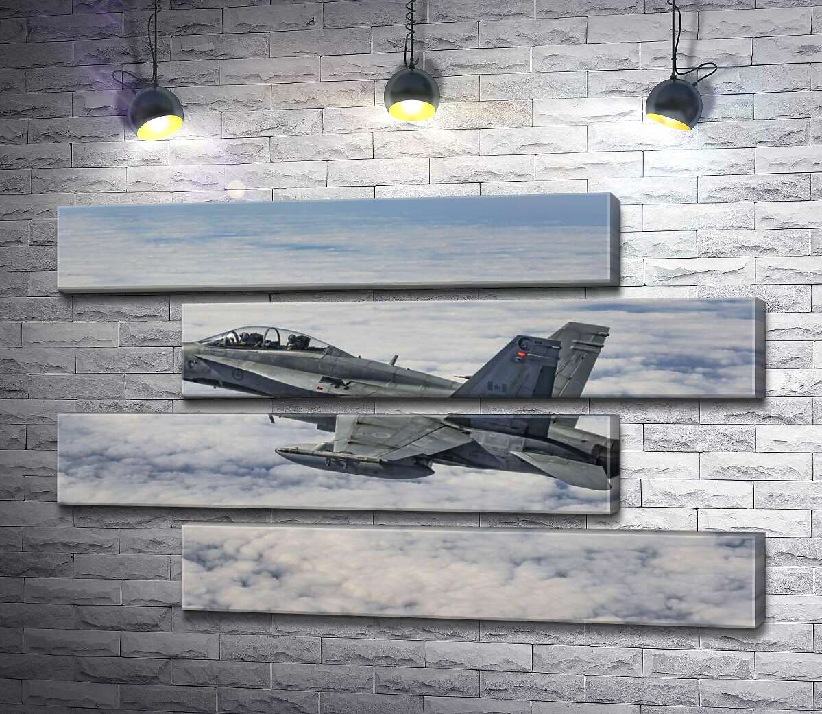 модульная картина Канадский истребитель Mc Donnell Douglas CF-18 Hornet разрезает небесное пространство (Модуль №23)