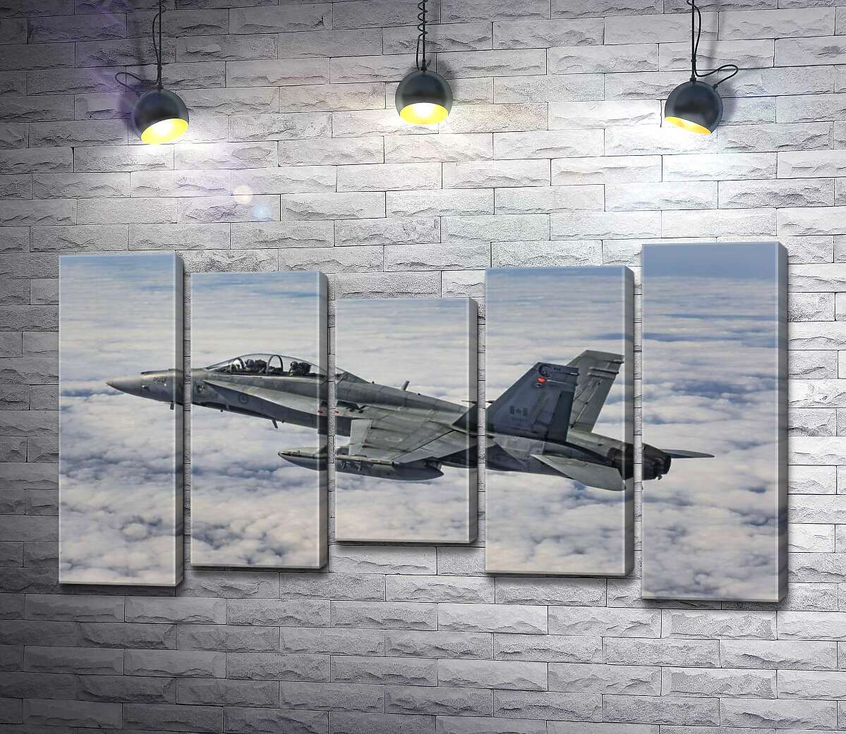 модульна картина Канадський винищувач Mc Donnell Douglas CF-18 Hornet розрізає небесний простір (Модуль №27)