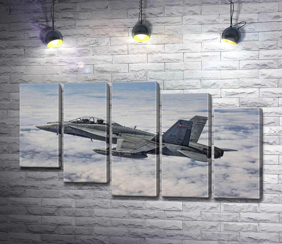 модульна картина Канадський винищувач Mc Donnell Douglas CF-18 Hornet розрізає небесний простір (Модуль №28)