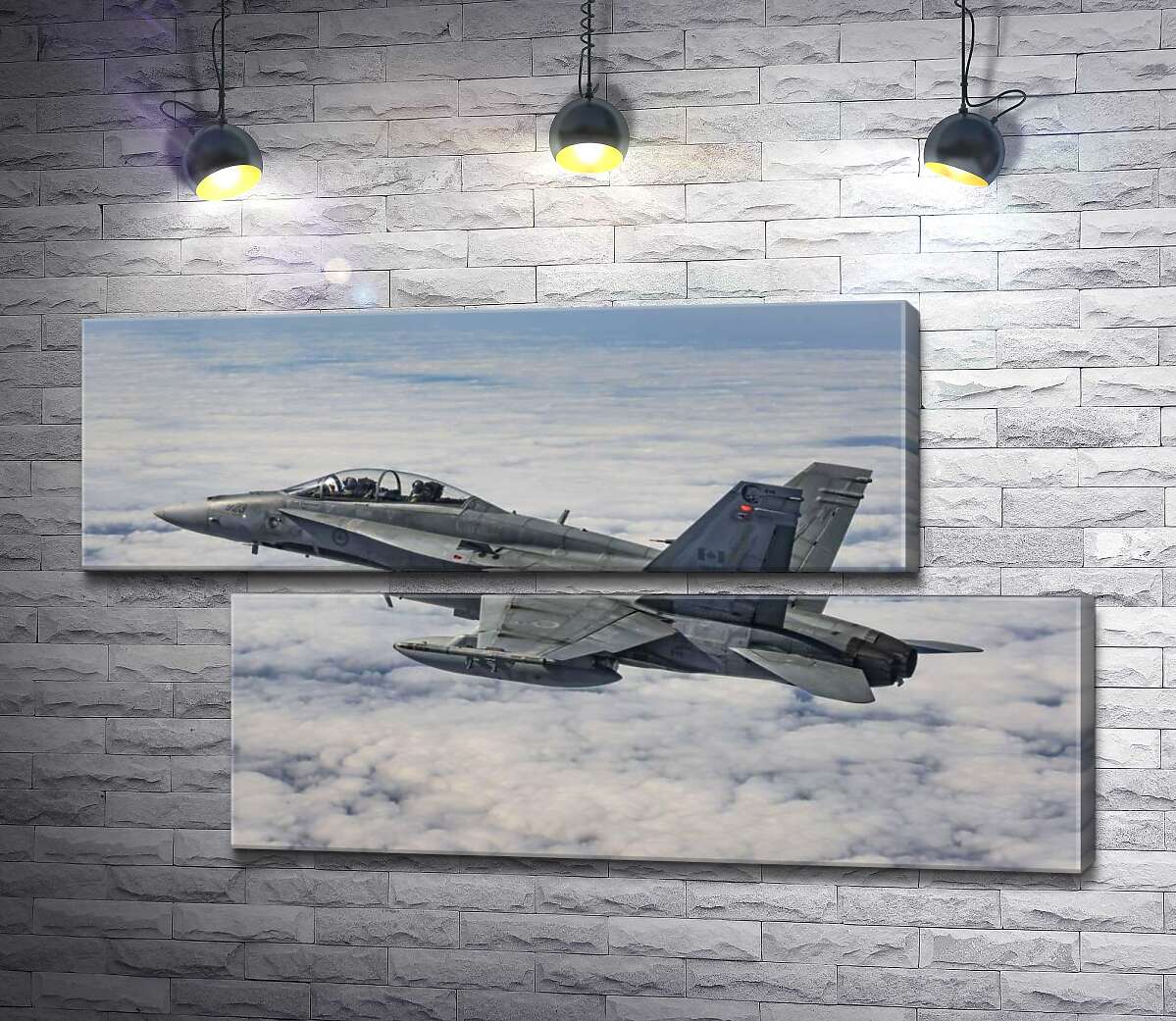 модульная картина Канадский истребитель Mc Donnell Douglas CF-18 Hornet разрезает небесное пространство (Модуль №8)