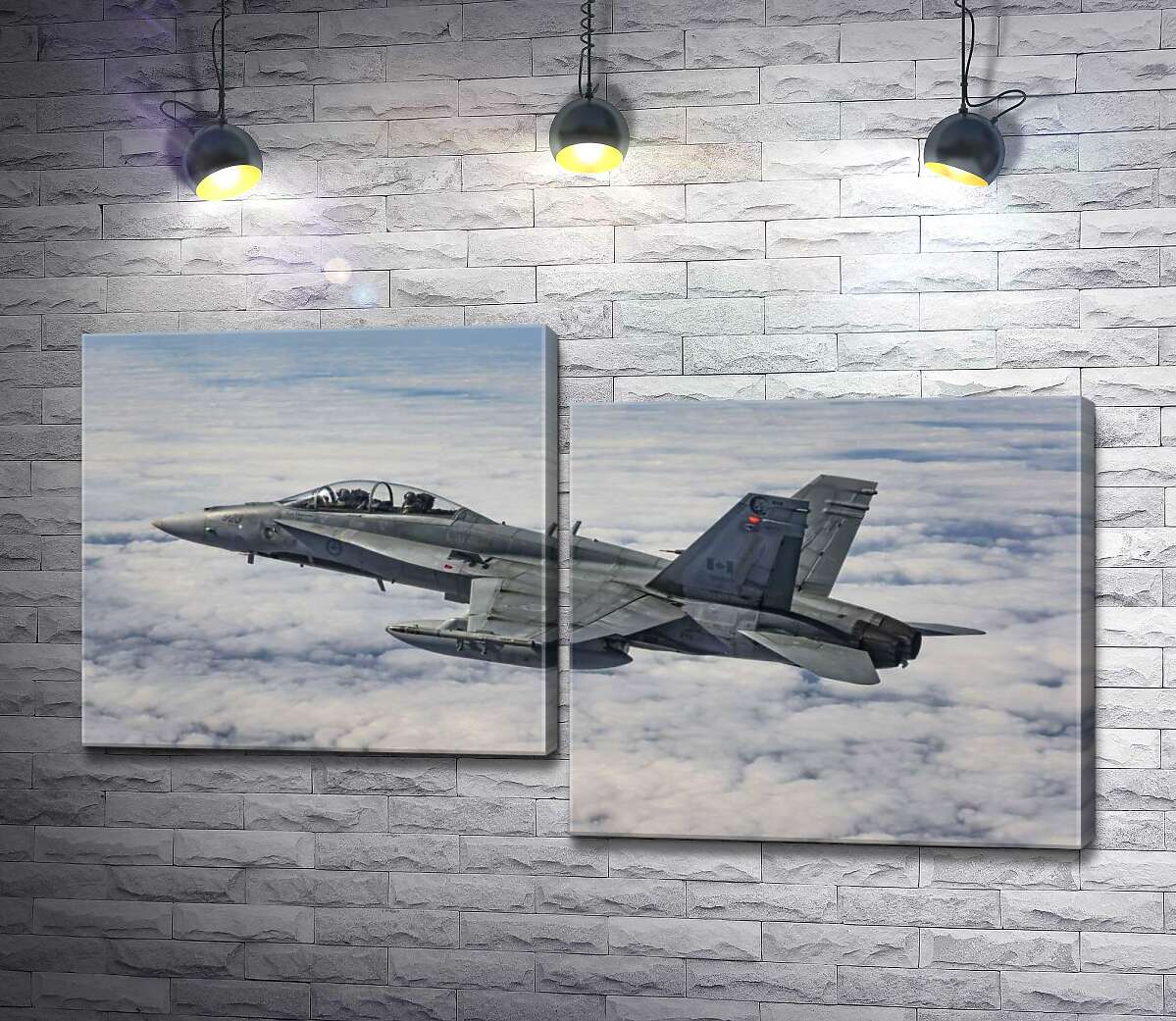 модульная картина Канадский истребитель Mc Donnell Douglas CF-18 Hornet разрезает небесное пространство (Модуль №9)