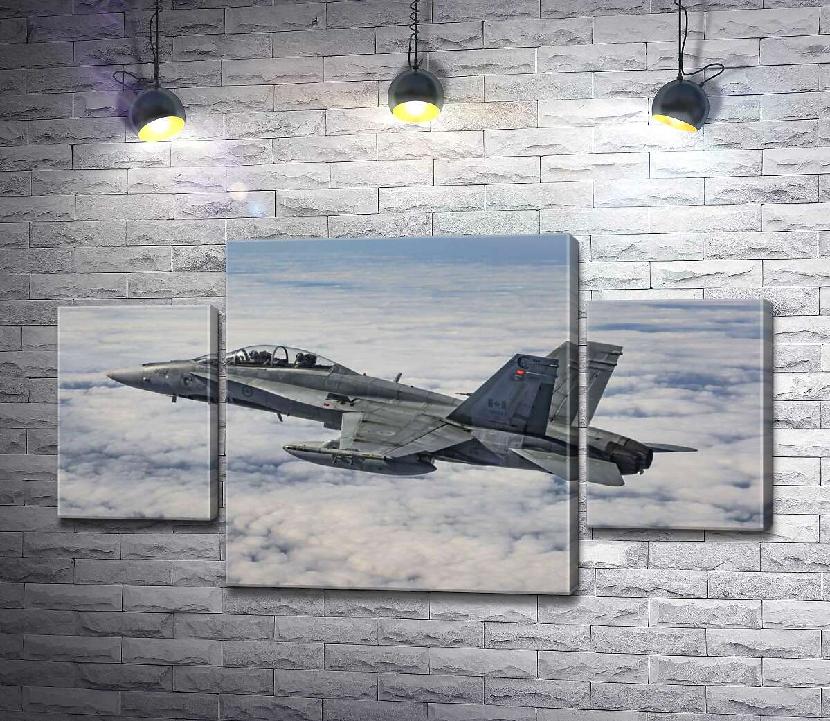 модульная картина Канадский истребитель Mc Donnell Douglas CF-18 Hornet разрезает небесное пространство (Модуль №5)