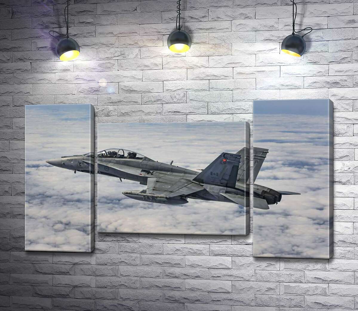 модульная картина Канадский истребитель Mc Donnell Douglas CF-18 Hornet разрезает небесное пространство (Модуль №11)