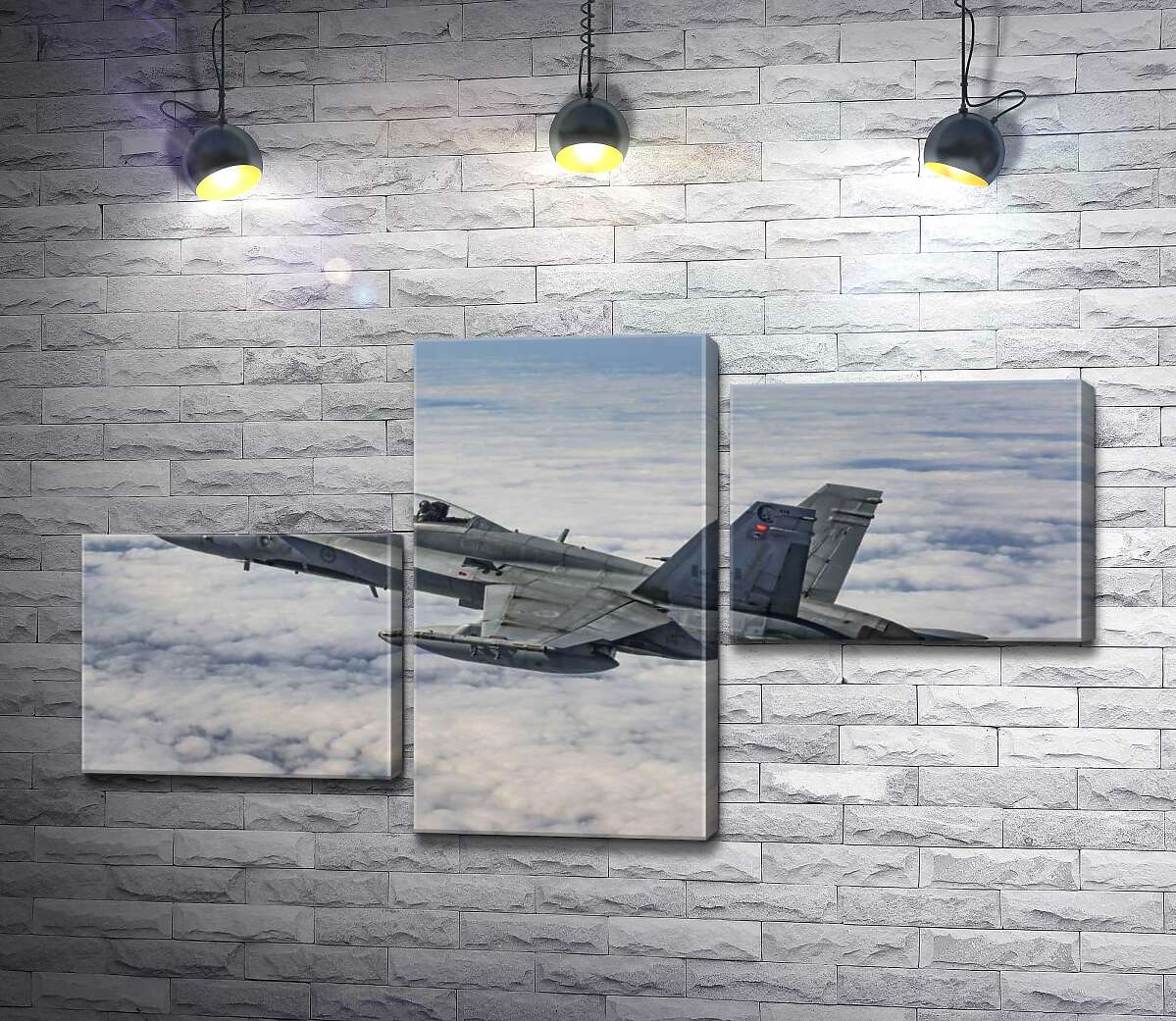 модульна картина Канадський винищувач Mc Donnell Douglas CF-18 Hornet розрізає небесний простір (Модуль №12)