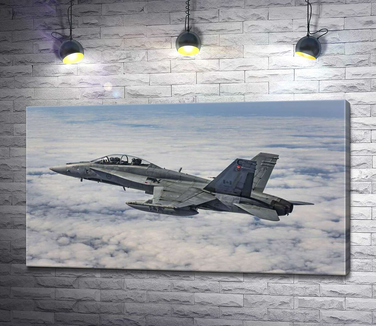 картина Канадський винищувач Mc Donnell Douglas CF-18 Hornet розрізає небесний простір