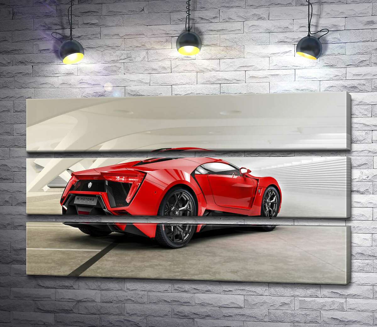 модульна картина Червоний бампер автомобіля Lykan Hypersport на білому фоні (Модуль №15)