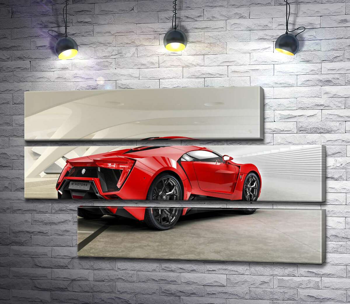 модульна картина Червоний бампер автомобіля Lykan Hypersport на білому фоні (Модуль №16)