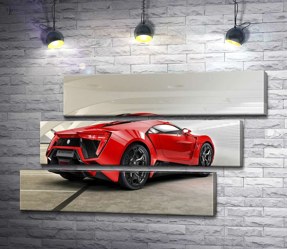 модульна картина Червоний бампер автомобіля Lykan Hypersport на білому фоні (Модуль №17)