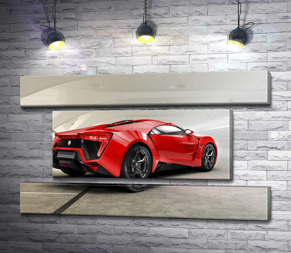 модульна картина Червоний бампер автомобіля Lykan Hypersport на білому фоні (Модуль №18)