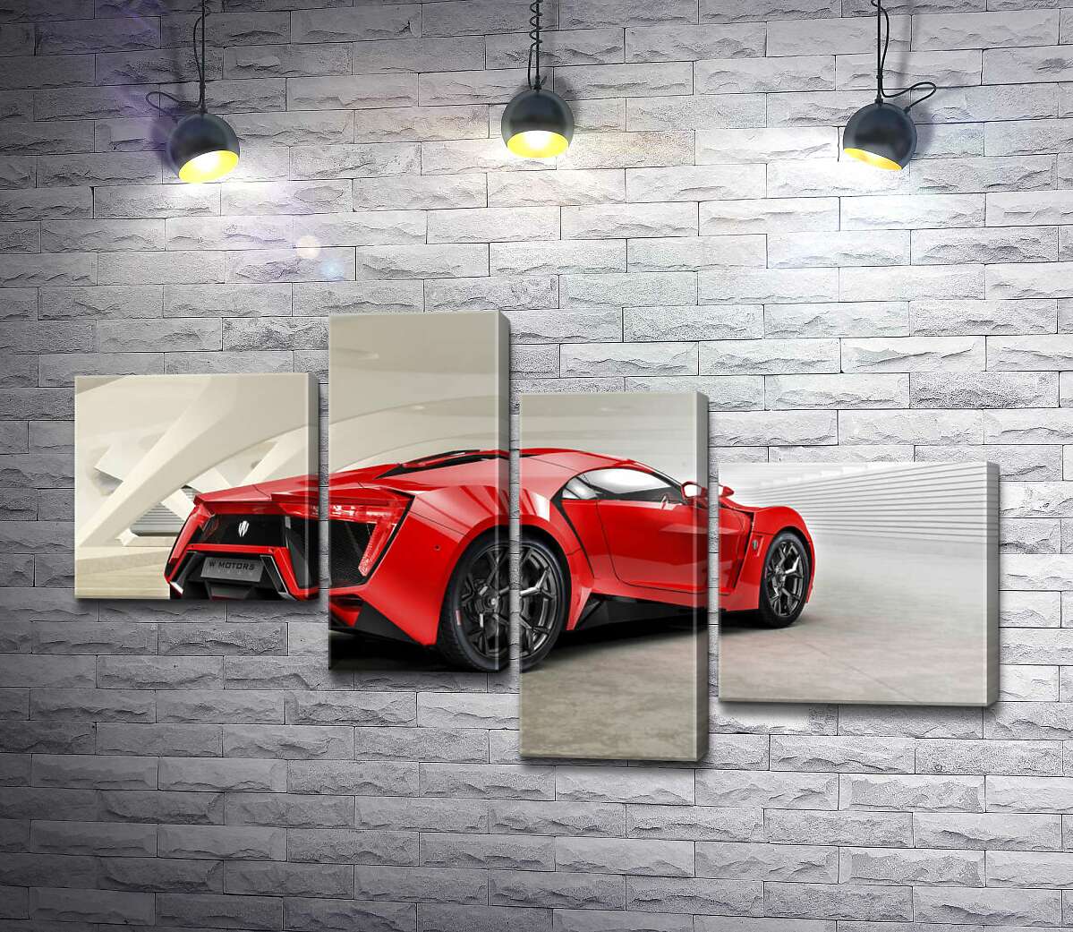 модульна картина Червоний бампер автомобіля Lykan Hypersport на білому фоні (Модуль №21)