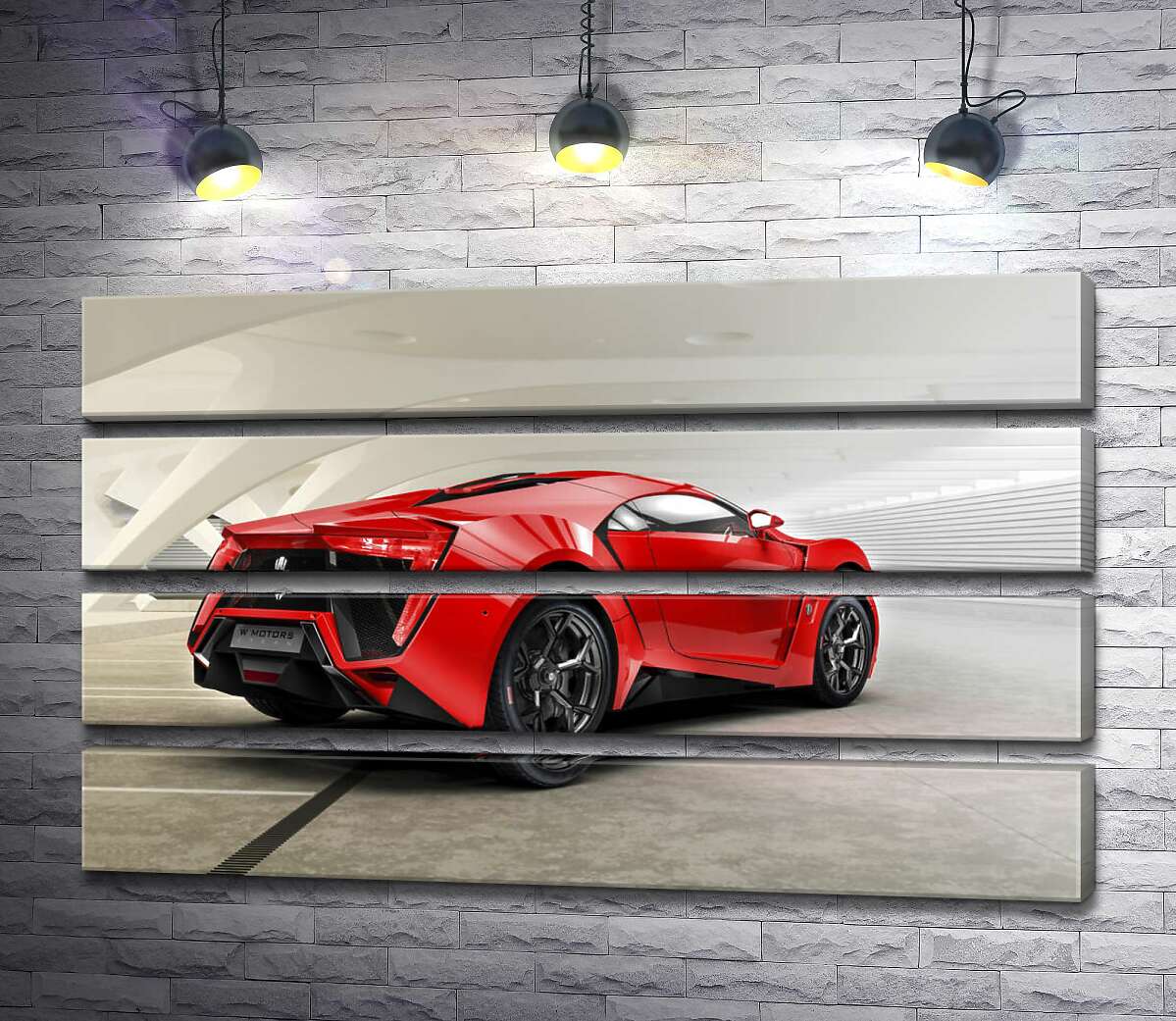 модульна картина Червоний бампер автомобіля Lykan Hypersport на білому фоні (Модуль №22)
