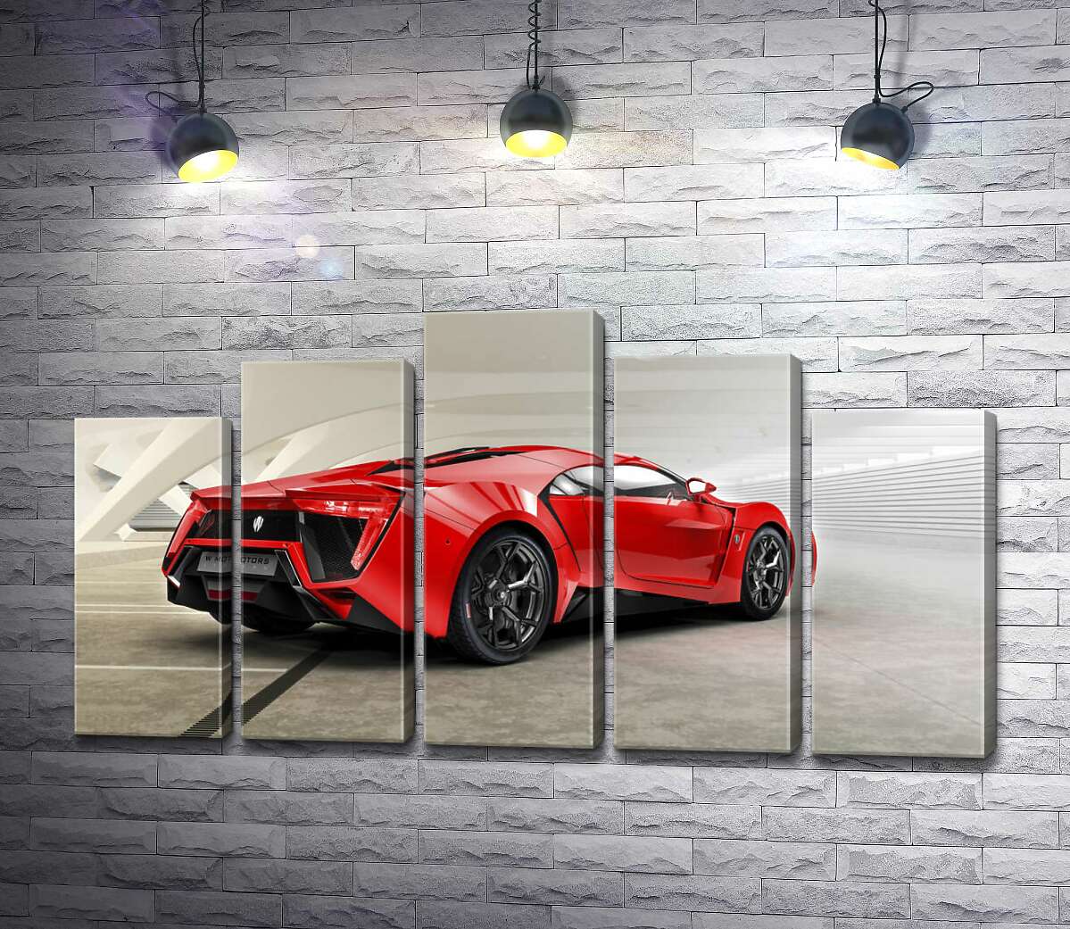 модульна картина Червоний бампер автомобіля Lykan Hypersport на білому фоні (Модуль №29)