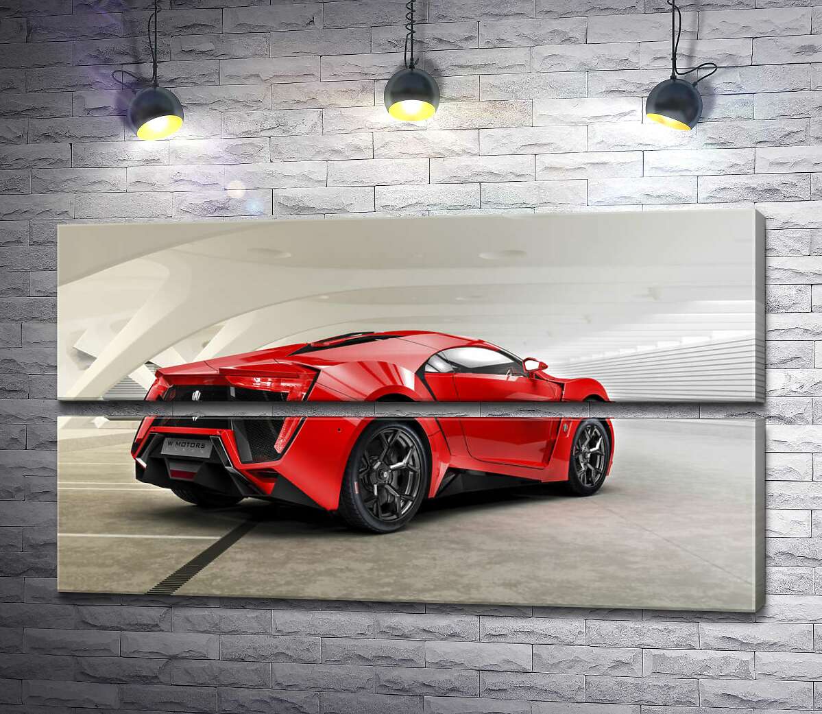 модульна картина Червоний бампер автомобіля Lykan Hypersport на білому фоні (Модуль №7)