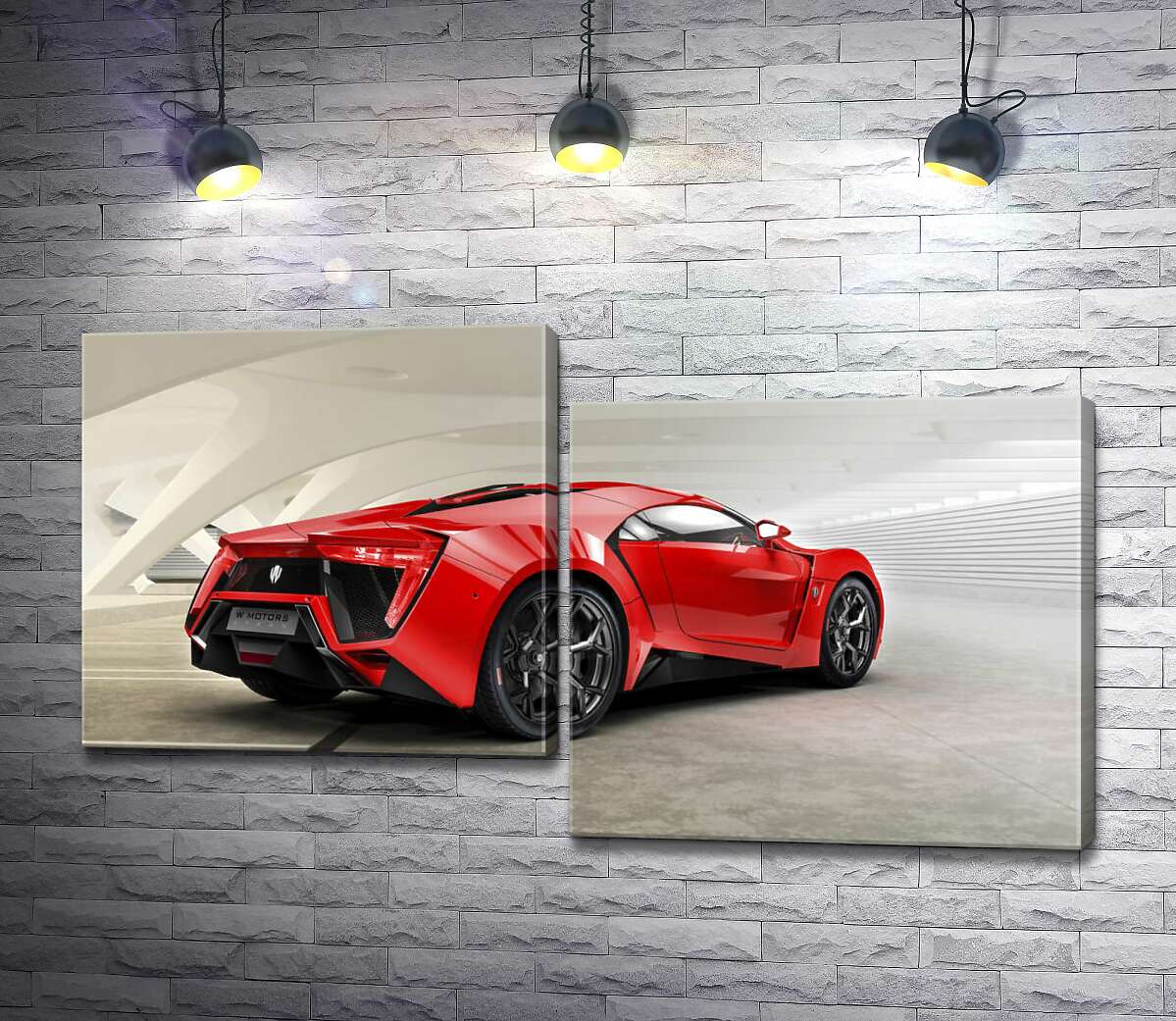 модульна картина Червоний бампер автомобіля Lykan Hypersport на білому фоні (Модуль №9)