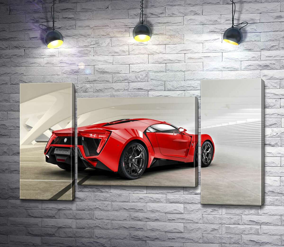 модульна картина Червоний бампер автомобіля Lykan Hypersport на білому фоні (Модуль №11)