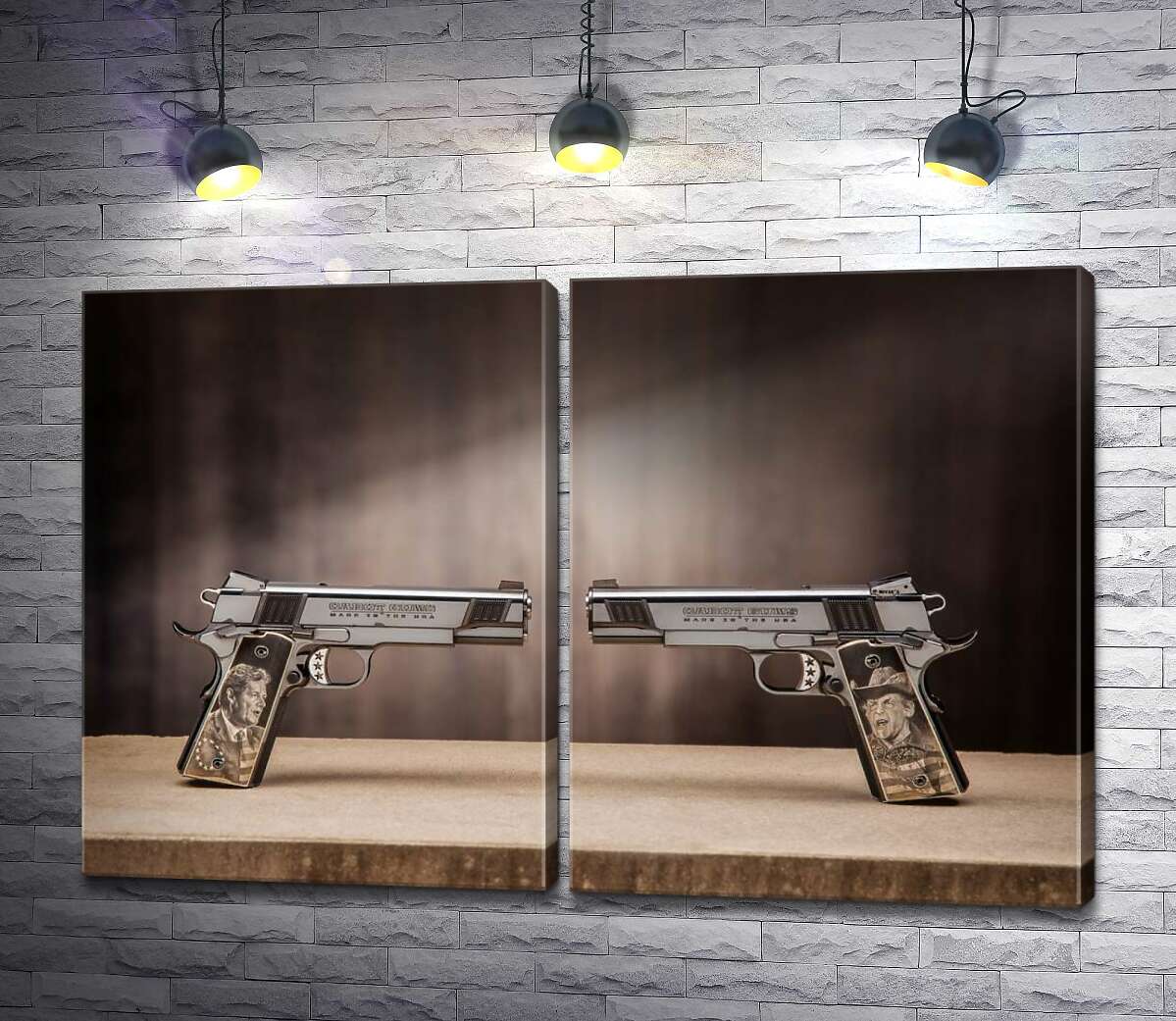 модульная картина Дуэль пистолетов: самозарядные американские M1911