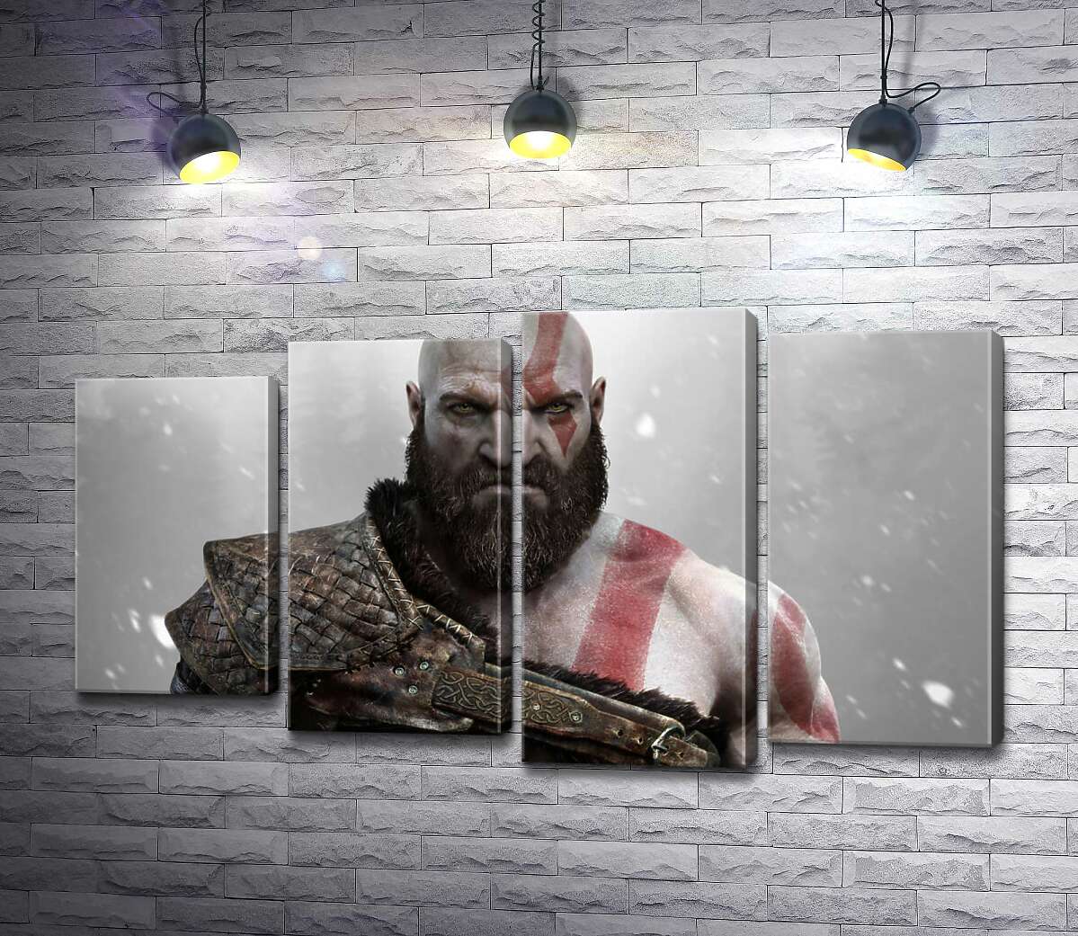 модульна картина Загрозлива сила спартанця Кратоса (Kratos) - героя відеогри "Бог війни" (God of War) (Модуль №3)