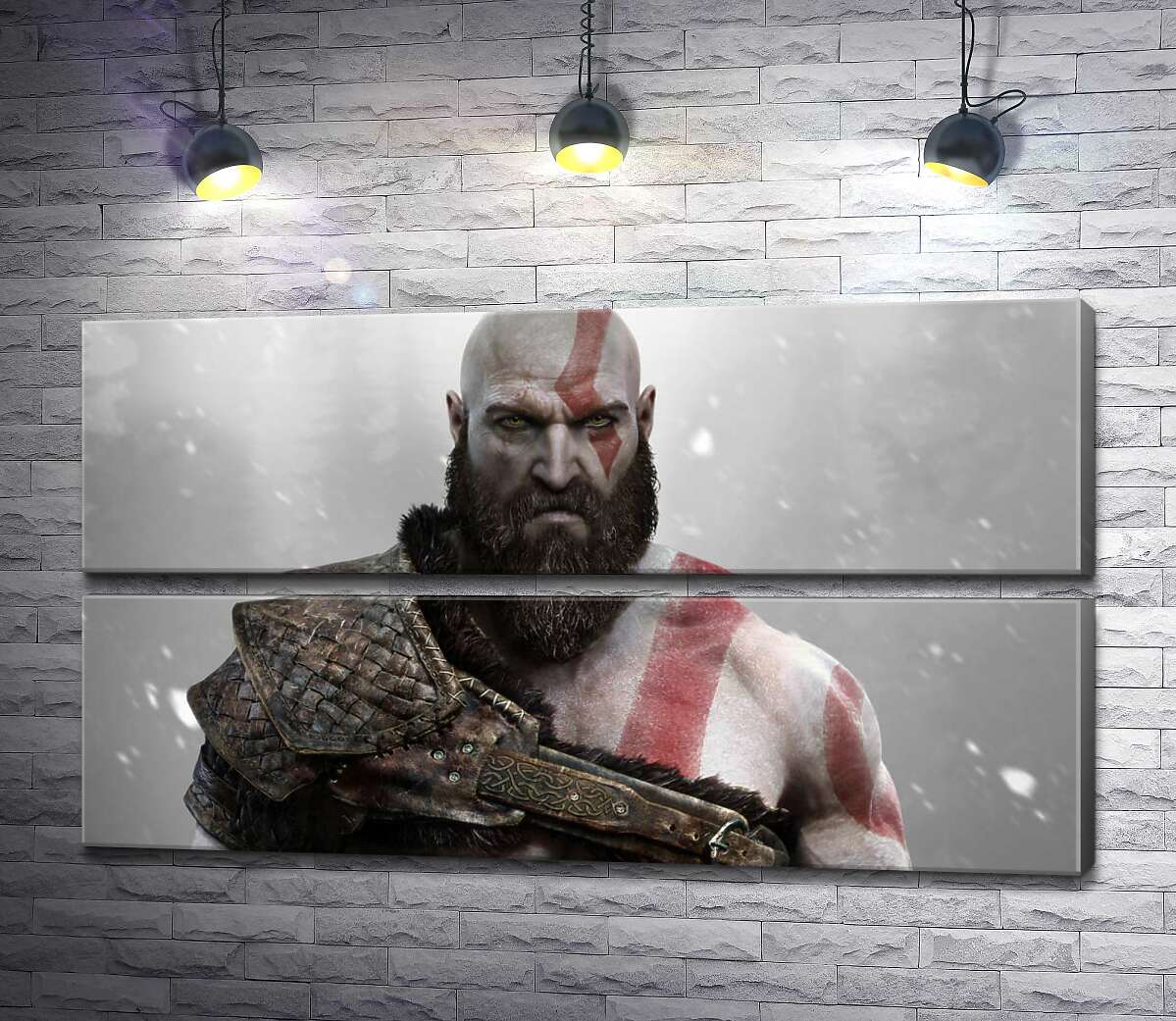 модульна картина Загрозлива сила спартанця Кратоса (Kratos) - героя відеогри "Бог війни" (God of War) (Модуль №7)
